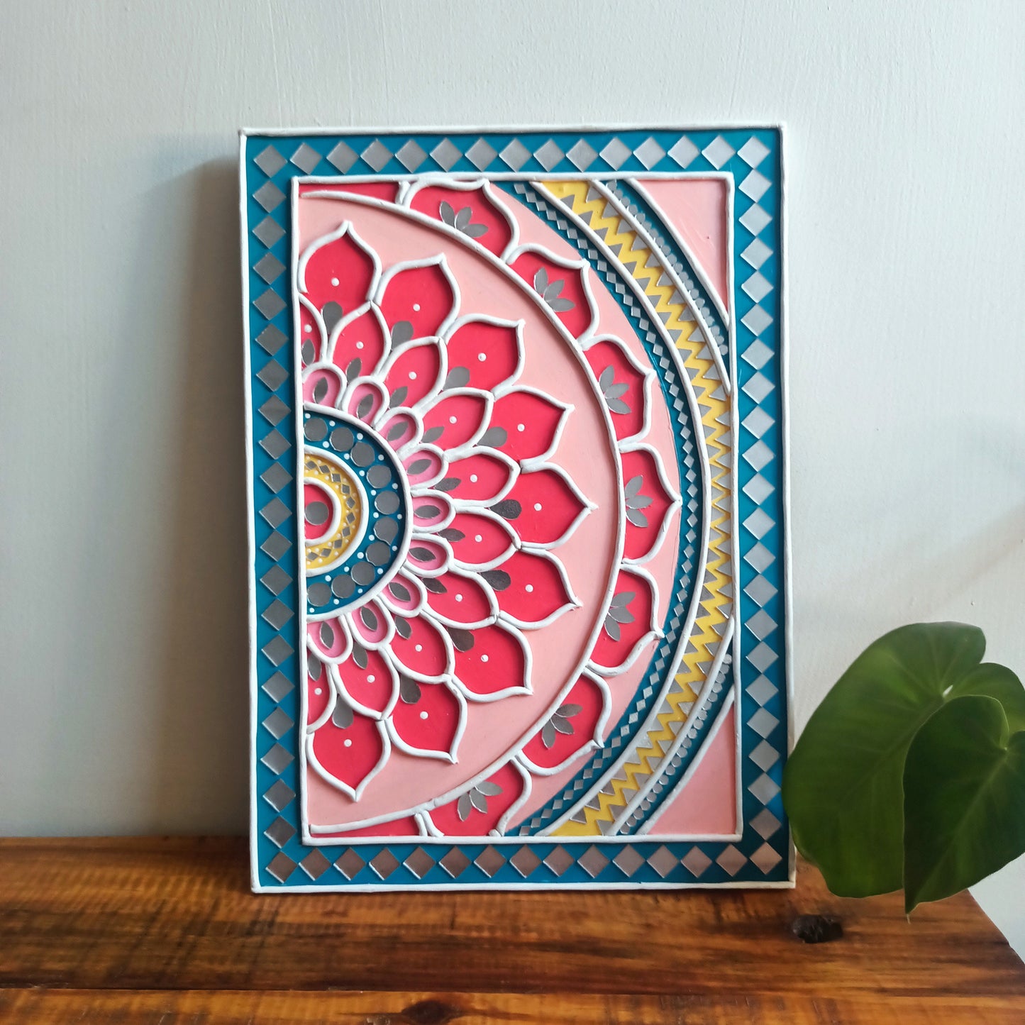 🌸 Handmade Lippan Art Wall Hanging Set – Mandala & Lotus Design (Set of 3)