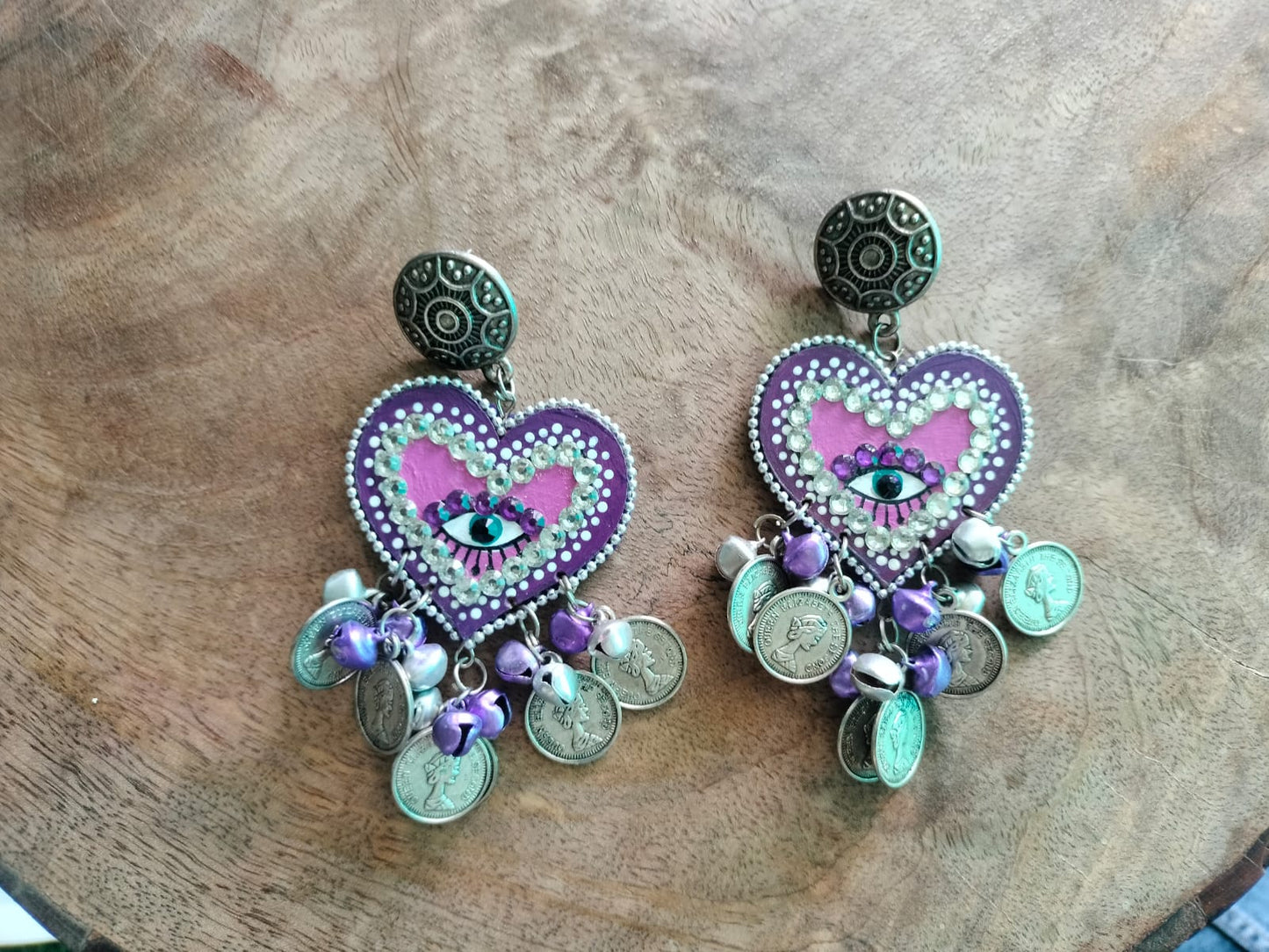 Evil Eye Heart Statement Earrings - 4 Color Variations 💜
