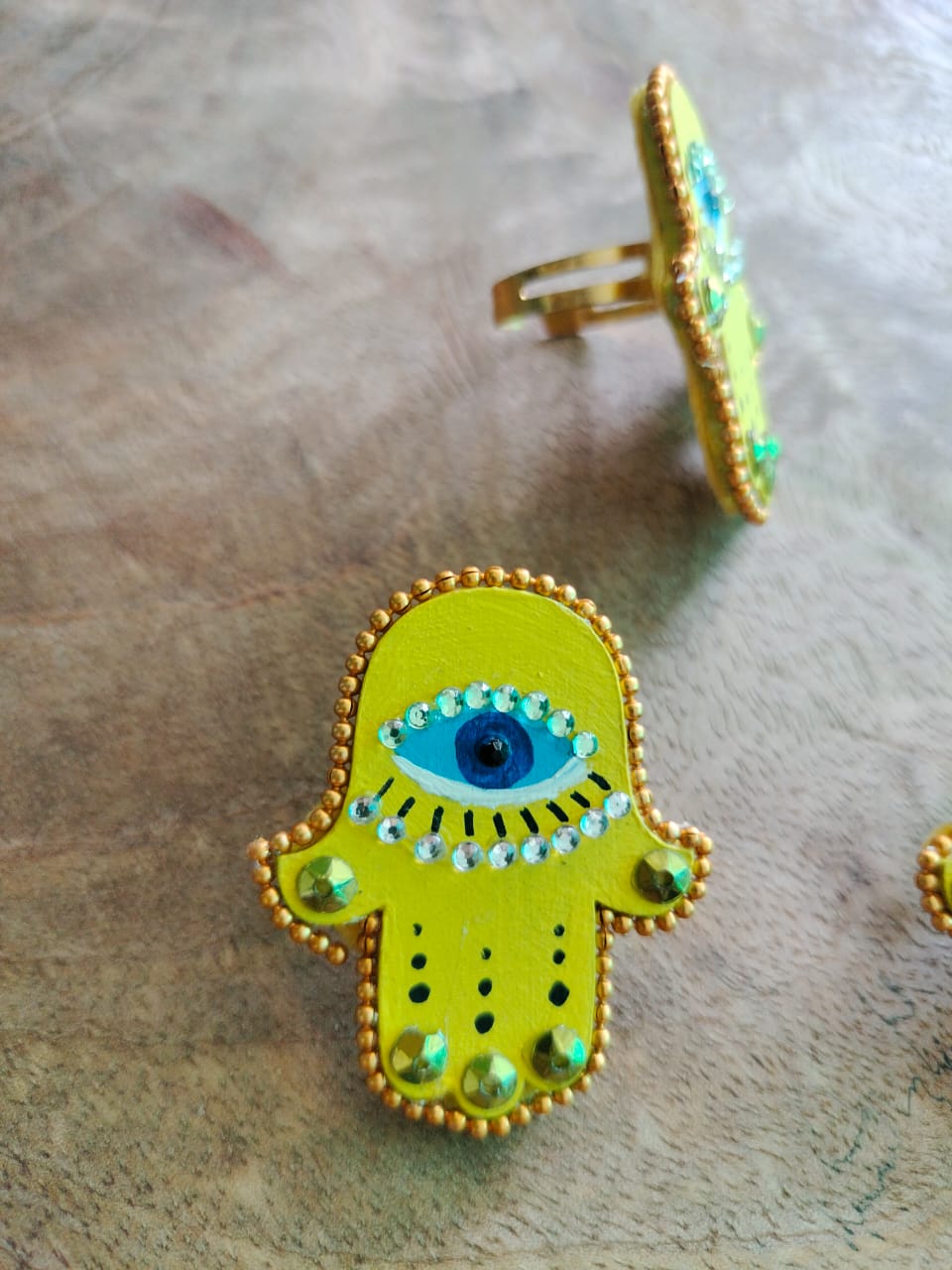 🪬 Handmade Hamsa Hand Jewelry Set – Stud Earrings & Matching Ring