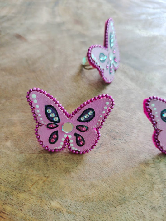 🦋 Handmade Butterfly Jewelry Set – Stud Earrings & Matching Ring