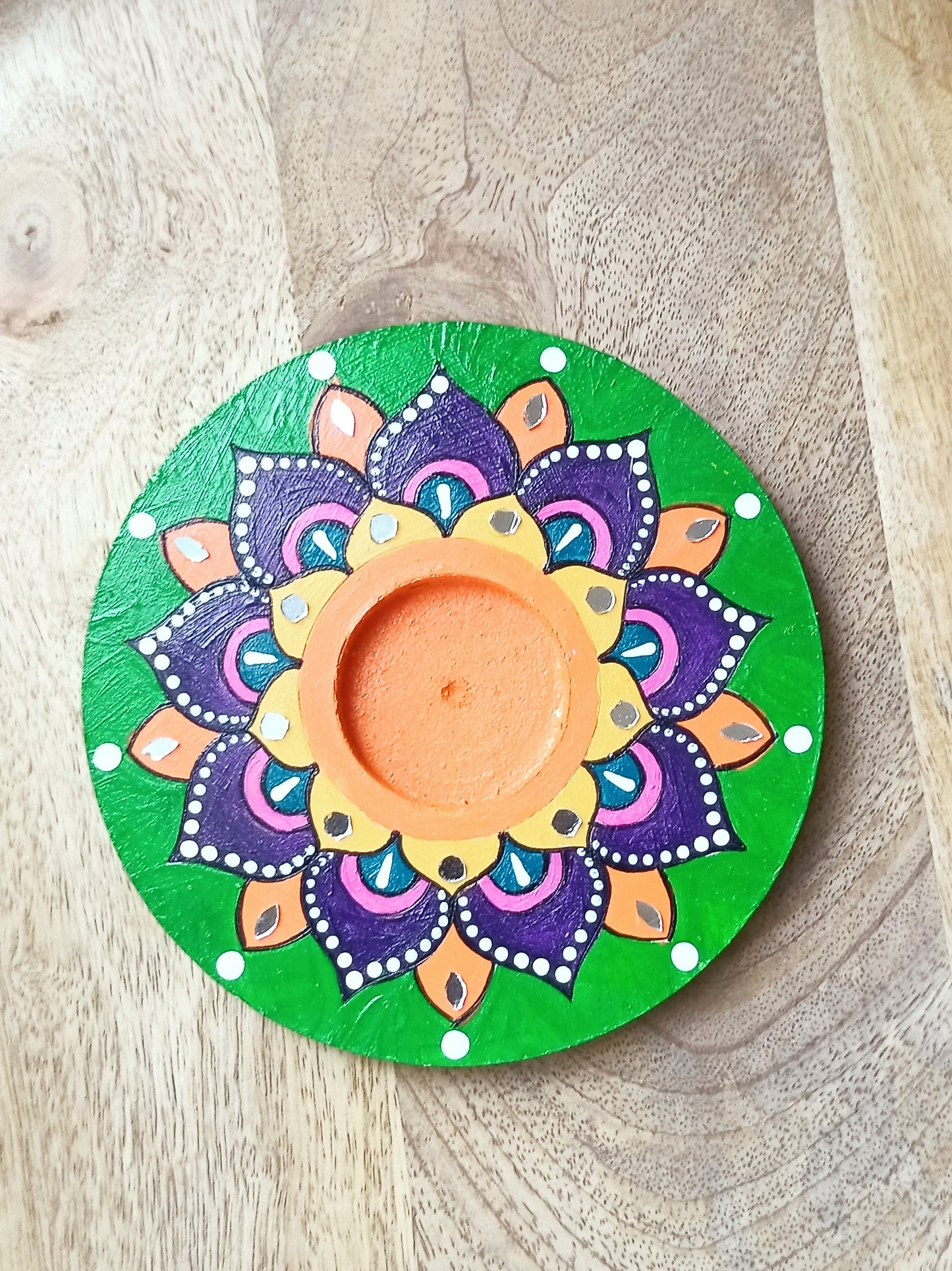 Hand-Painted  Wooden T-Light Holders – 4 Designs