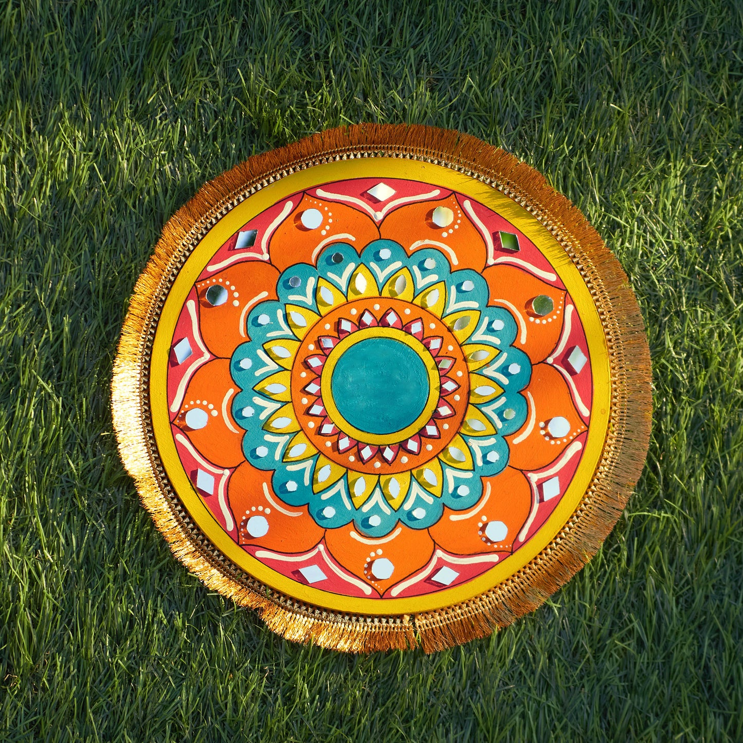 🌸 Hand-Painted Mandala Rangoli Plate – Available in 6 Designs