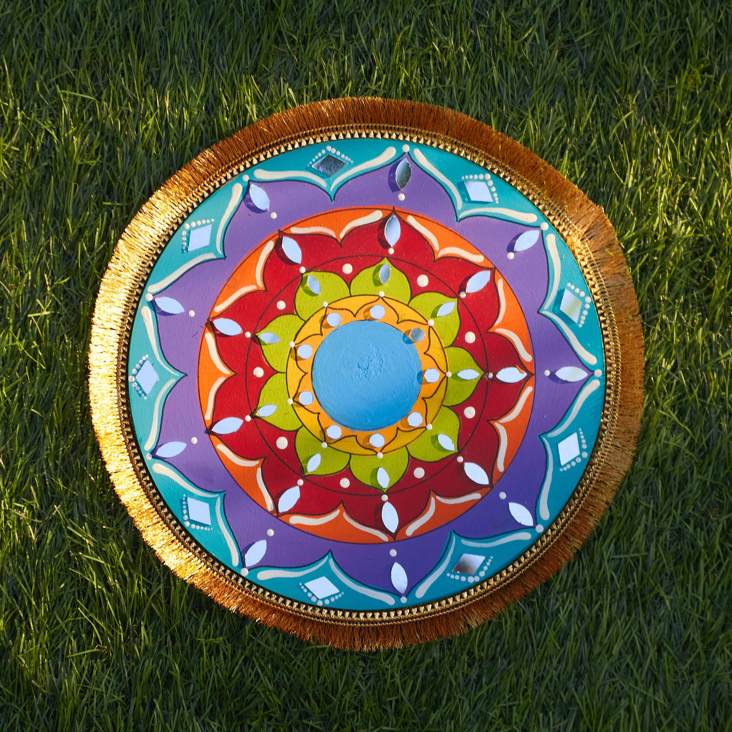 🌸 Hand-Painted Mandala Rangoli Plate – Available in 6 Designs