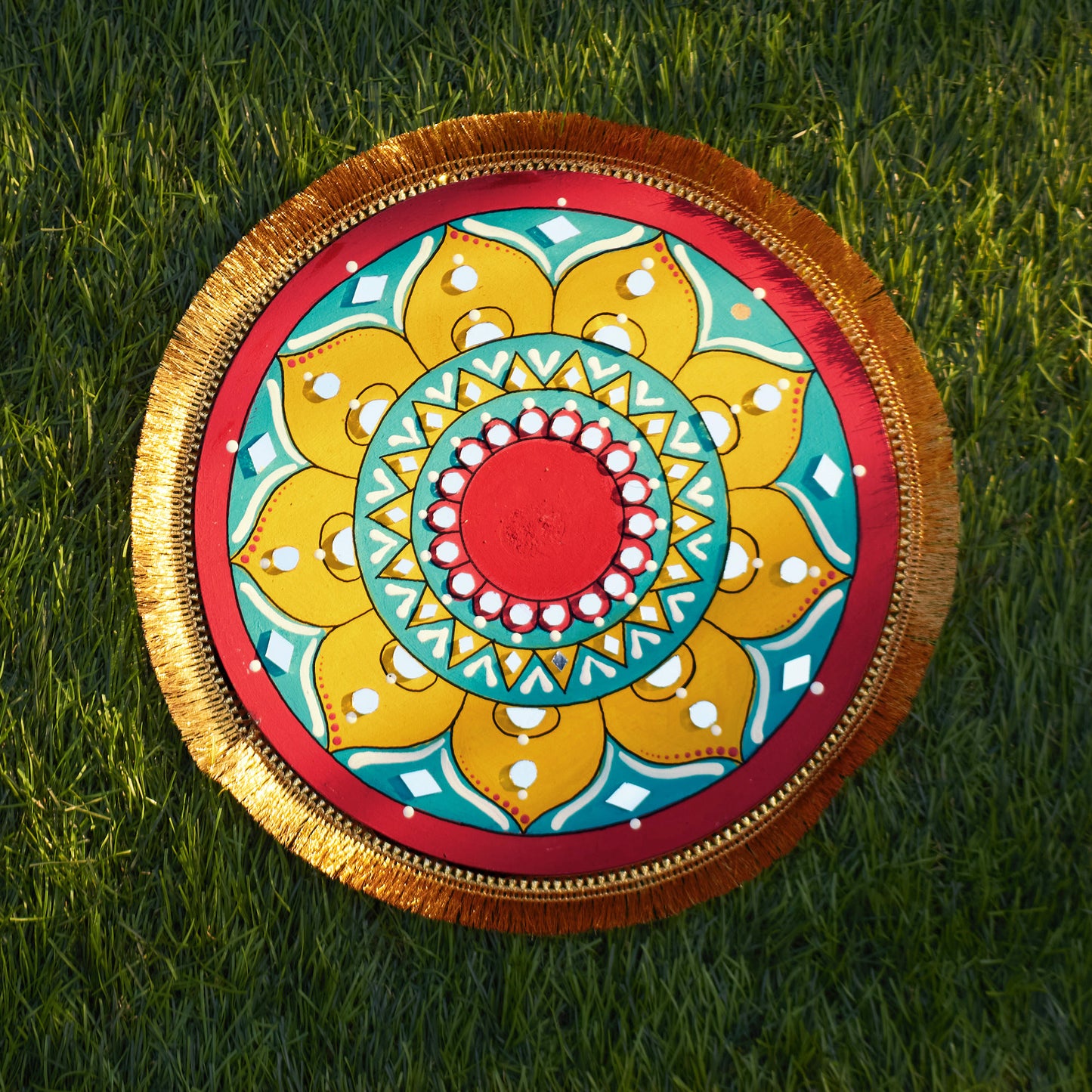 🌸 Hand-Painted Mandala Rangoli Plate – Available in 6 Designs