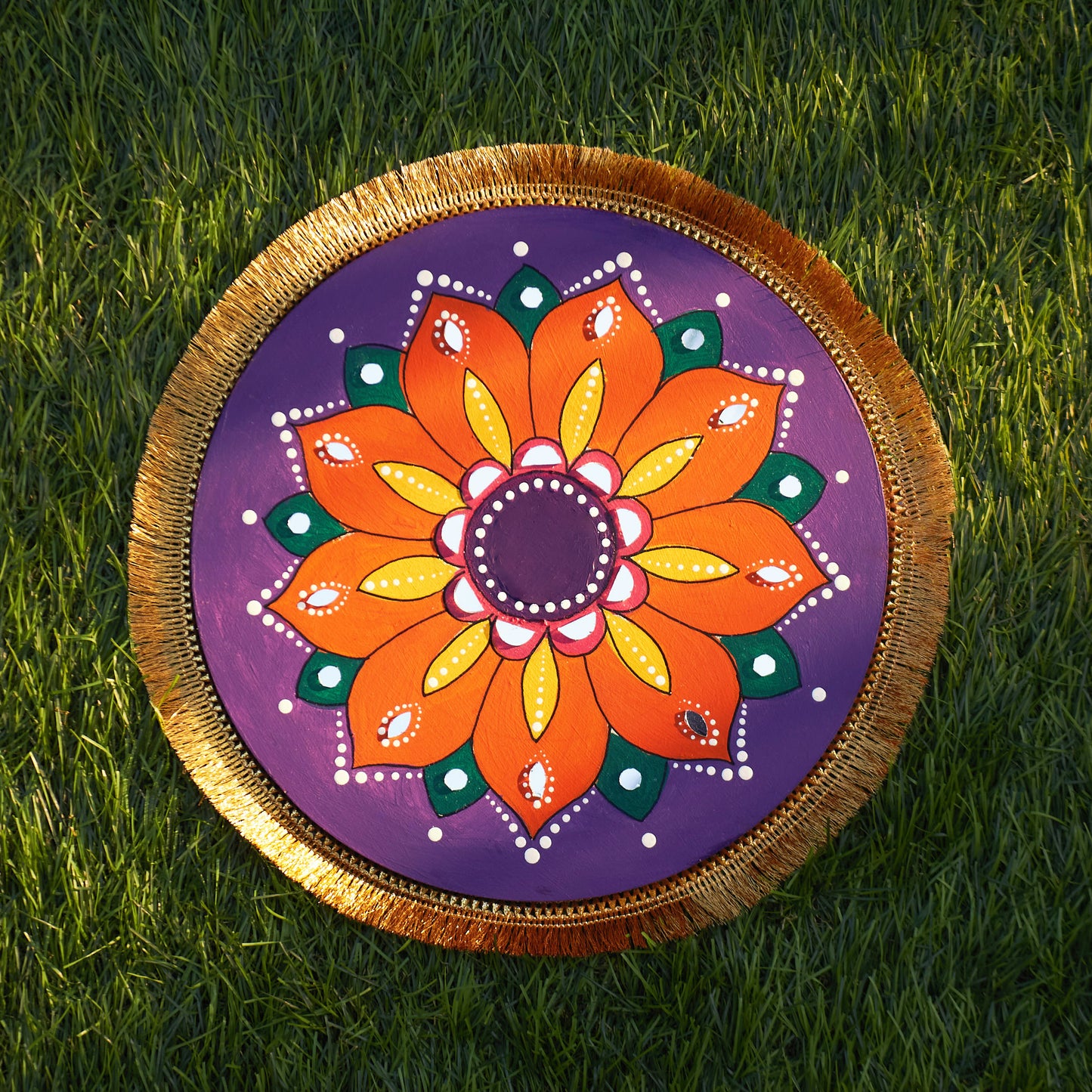 🌸 Hand-Painted Mandala Rangoli Plate – Available in 6 Designs