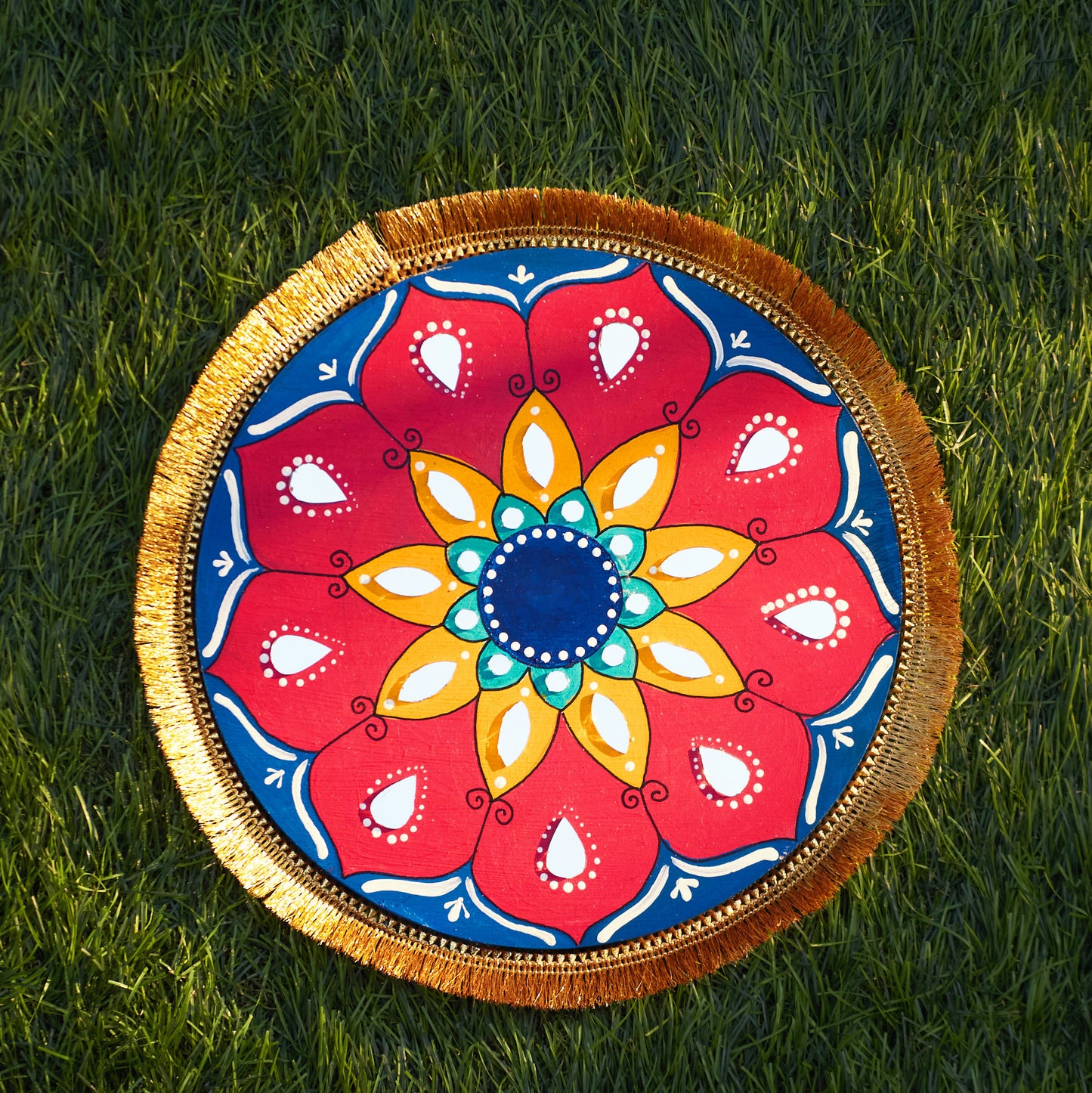 🌸 Hand-Painted Mandala Rangoli Plate – Available in 6 Designs