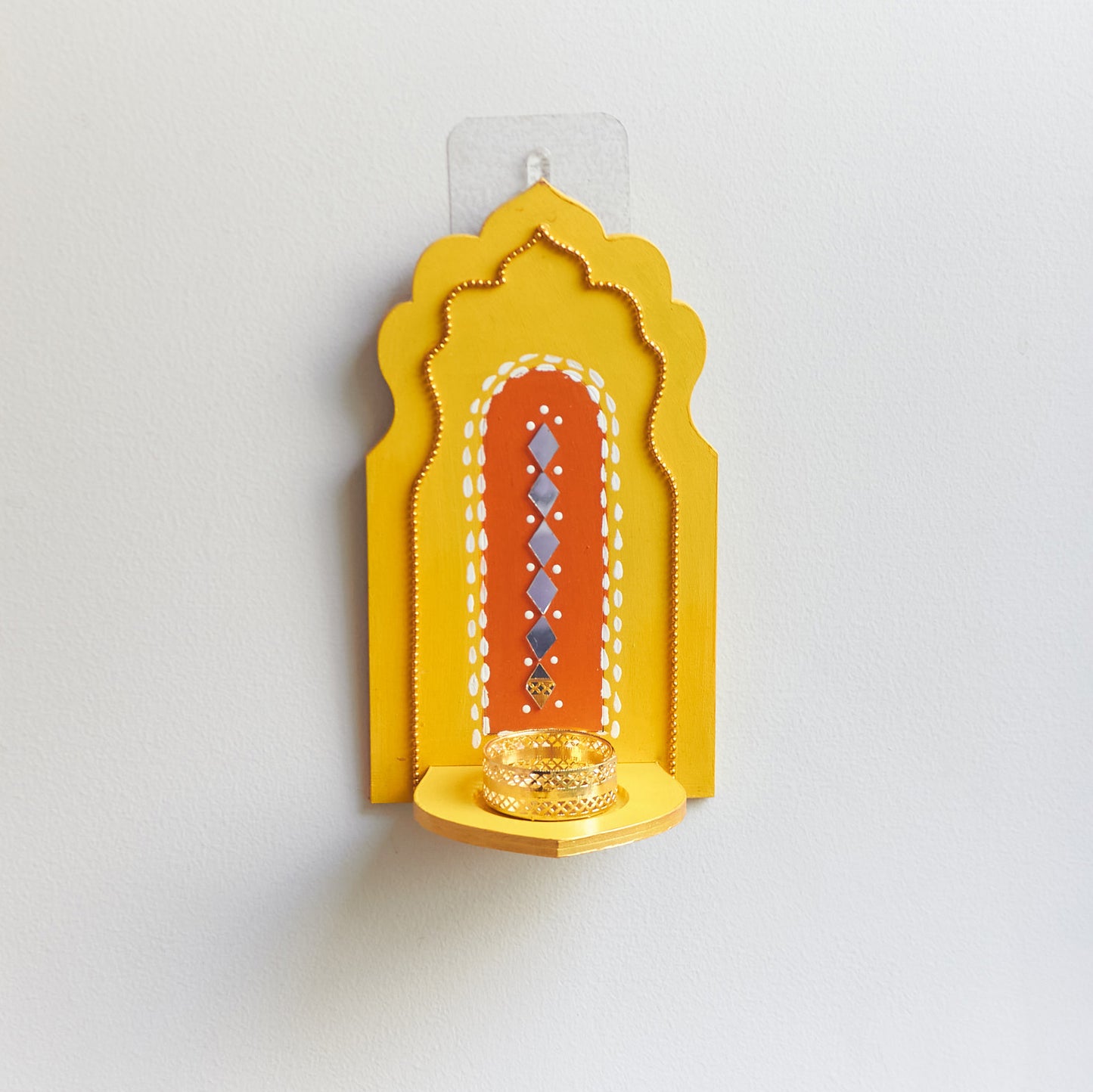 🪔 Handpainted Jharokha Style Wall Hanging T-Light Holder – Available in 5 Colours