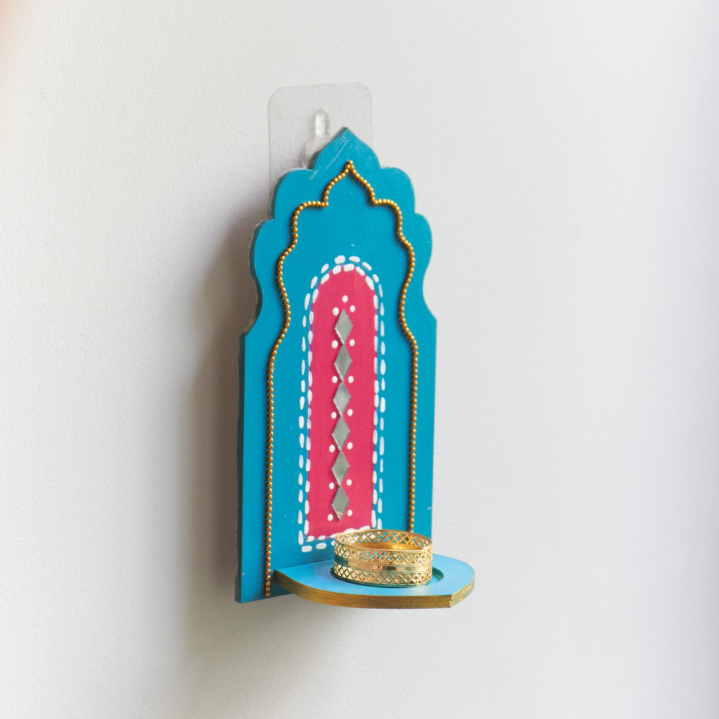 🪔 Handpainted Jharokha Style Wall Hanging T-Light Holder – Available in 5 Colours