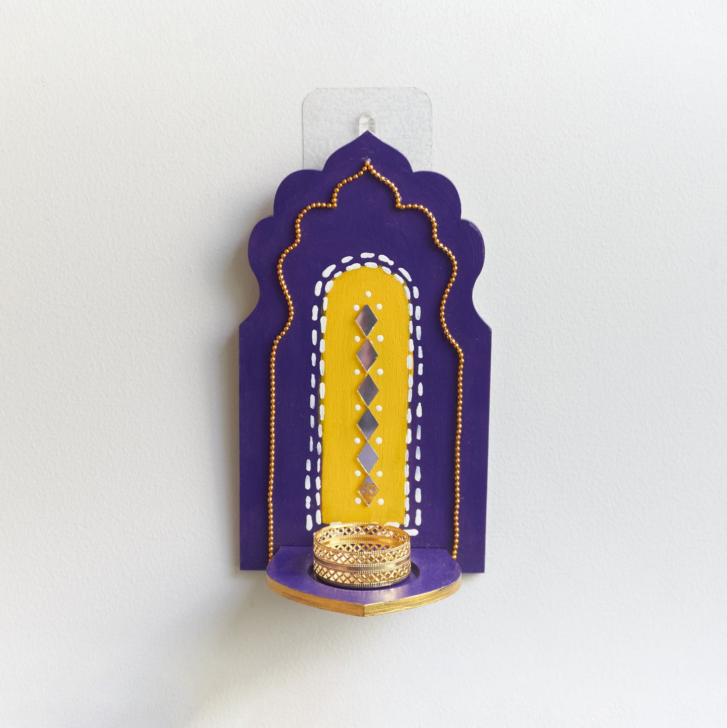🪔 Handpainted Jharokha Style Wall Hanging T-Light Holder – Available in 5 Colours