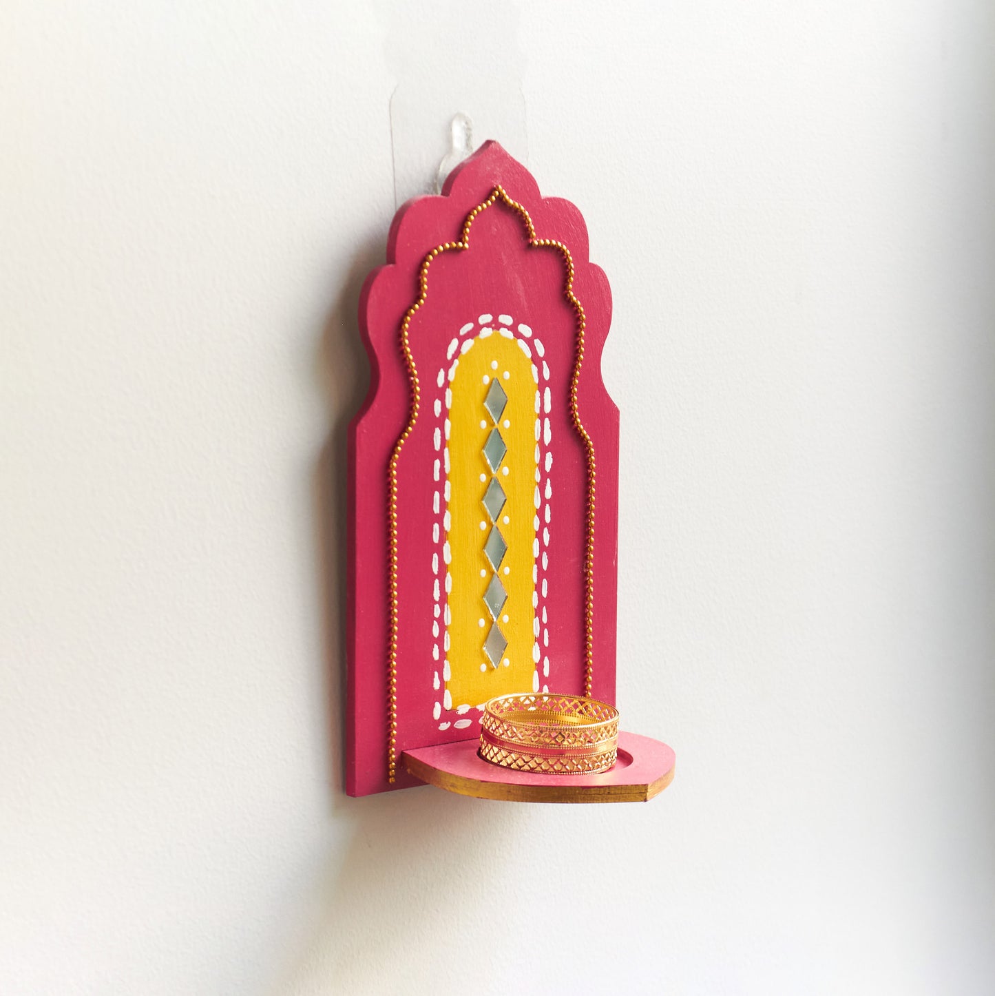 🪔 Handpainted Jharokha Style Wall Hanging T-Light Holder – Available in 5 Colours