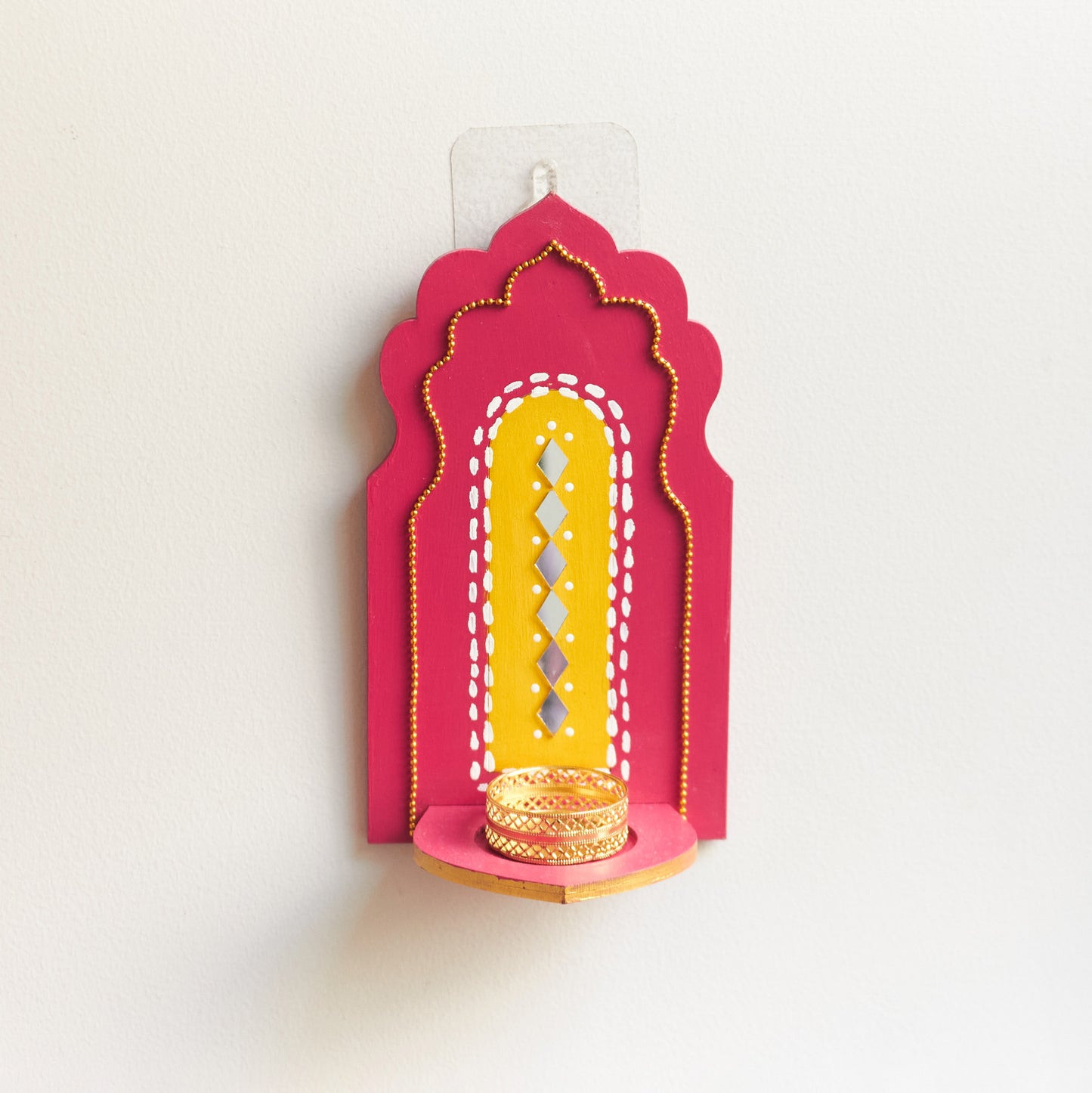 🪔 Handpainted Jharokha Style Wall Hanging T-Light Holder – Available in 5 Colours