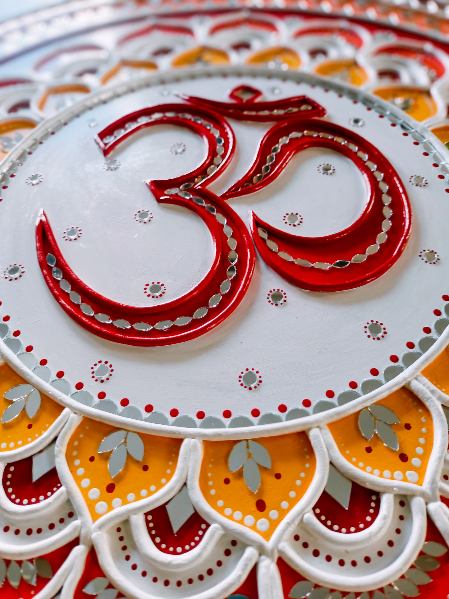 🕉️  Om Mandala Wall Art – Handcrafted Lippan Mud & Mirror Work