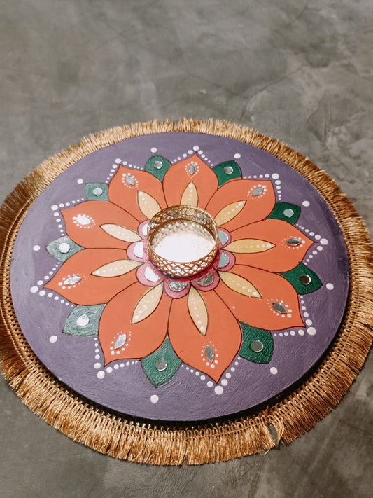 🌸 Hand-Painted Mandala Rangoli Plate – 6 Designs