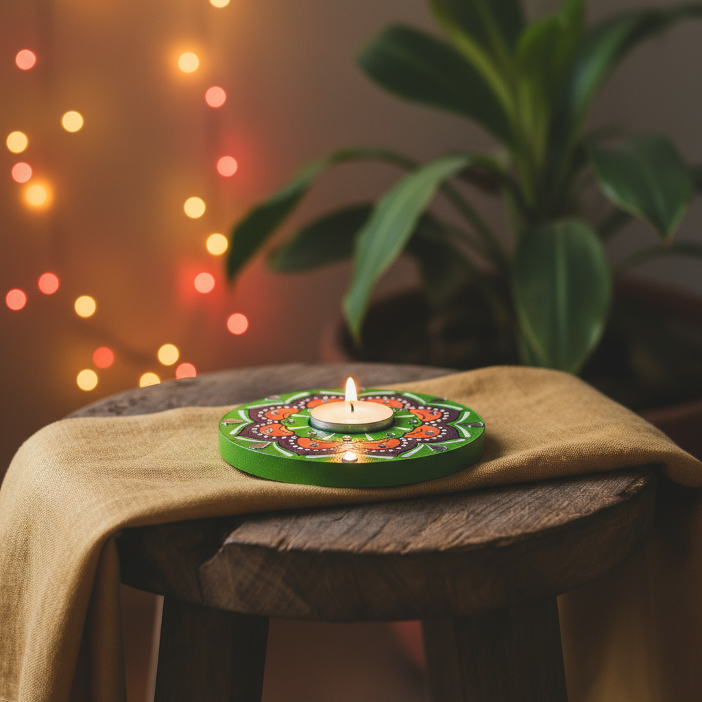 Hand-Painted  Wooden T-Light Holders – 4 Designs
