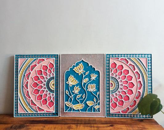 A Collection of Three - Mud & Mirror Lotus Pond Lippan Art