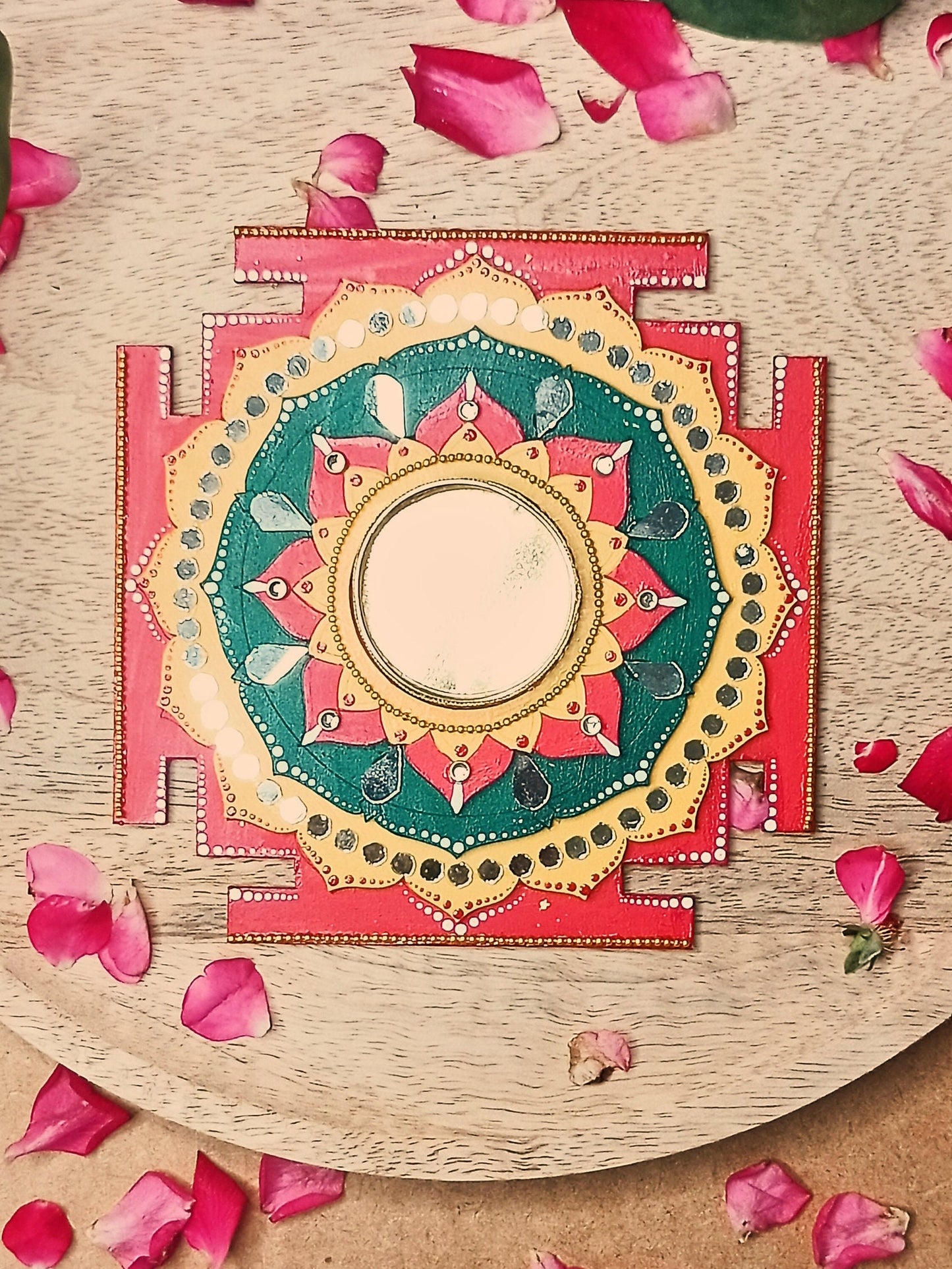 Handmade Maha Lakshmi Yantra T Light Candle Holder