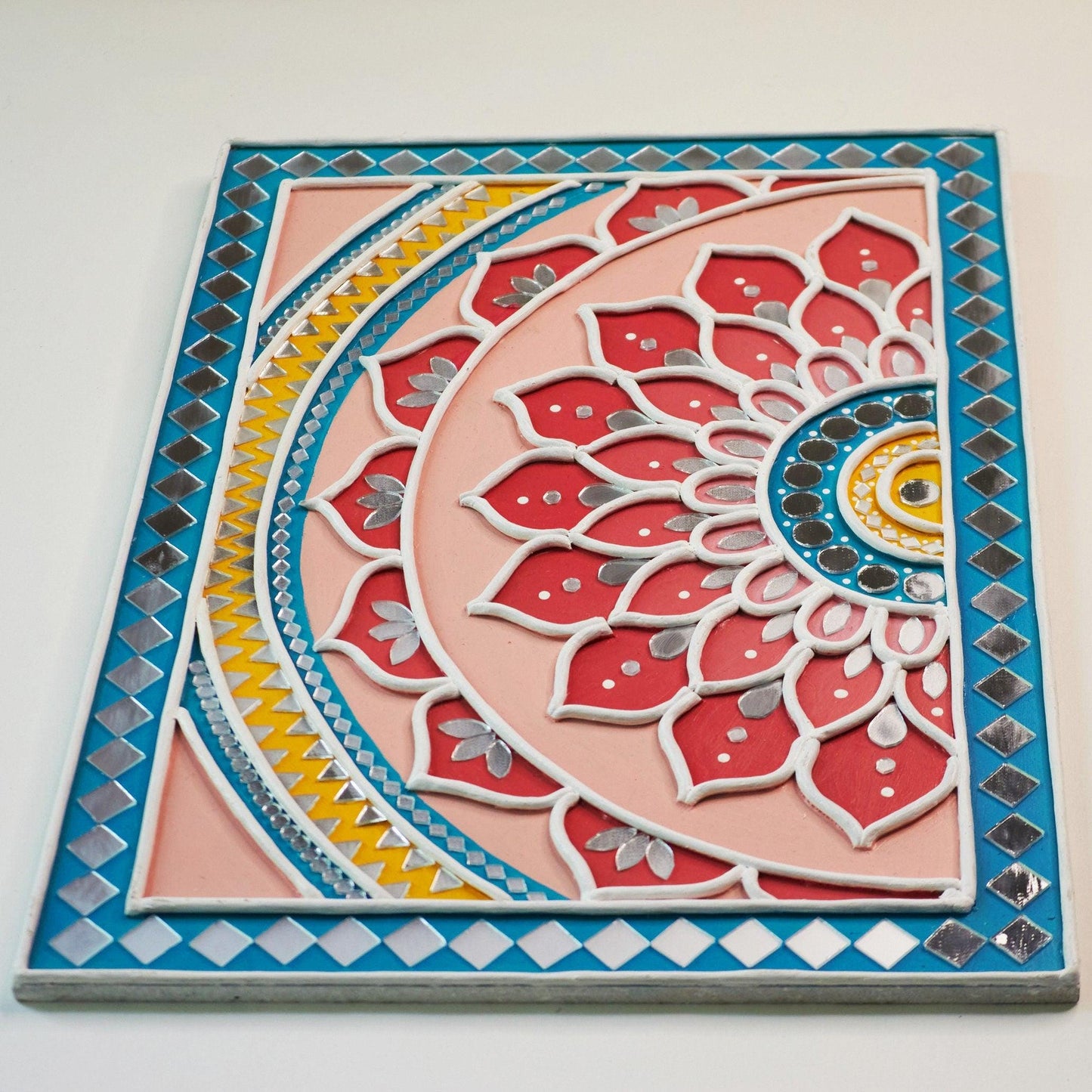 Lippan Mandala Wall Decor, Mud & Mirror Indian Folk Art