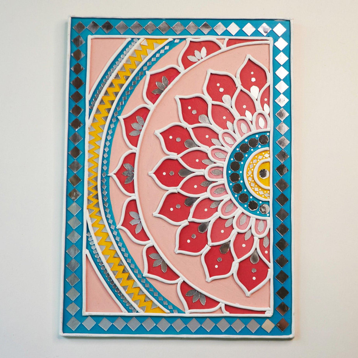 Lippan Mandala Wall Decor, Mud & Mirror Indian Folk Art