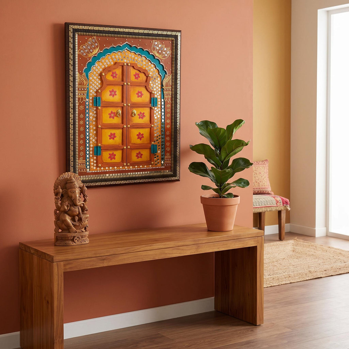 Handmade Jodhpuri Jharokha Mirror | Rajasthani Wall Hanging | Ethnic Home Accent | Housewarming Gift