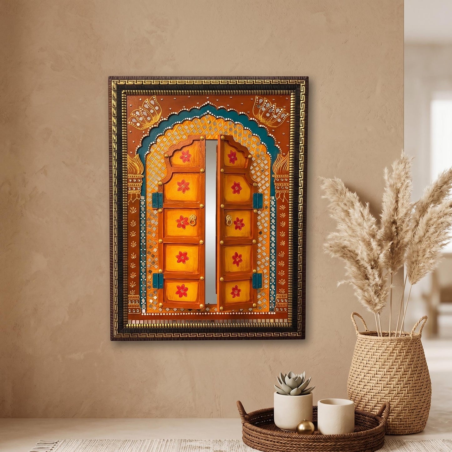 Handmade Jodhpuri Jharokha Mirror | Rajasthani Wall Hanging | Ethnic Home Accent | Housewarming Gift