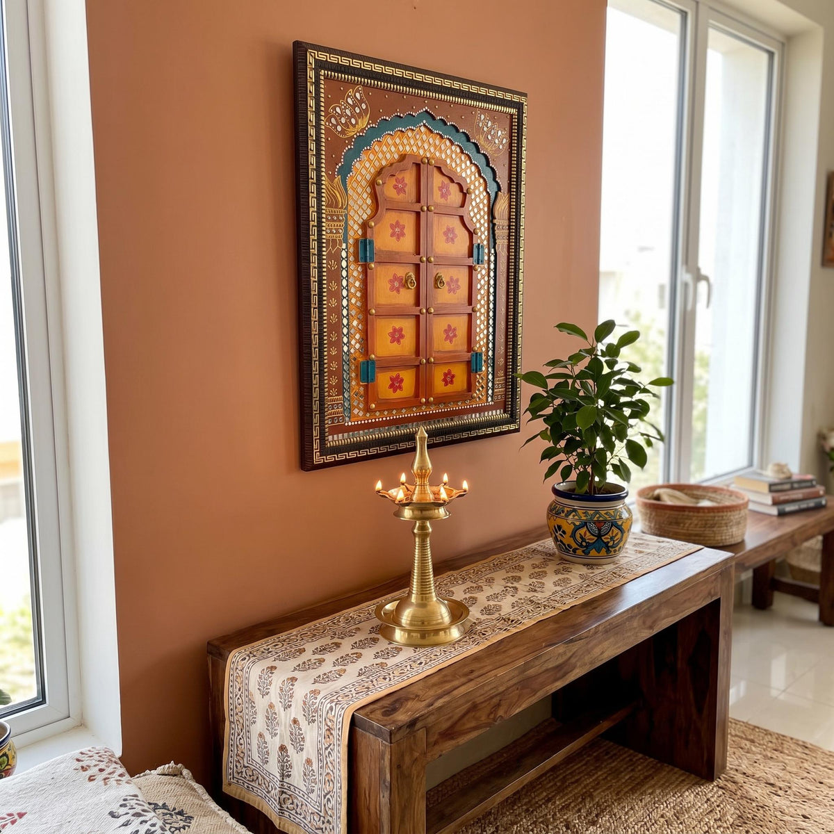 Handmade Jodhpuri Jharokha Mirror | Rajasthani Wall Hanging | Ethnic Home Accent | Housewarming Gift