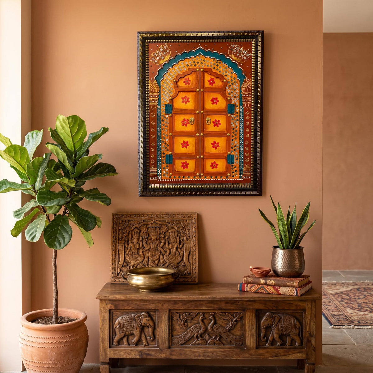 Handmade Jodhpuri Jharokha Mirror | Rajasthani Wall Hanging | Ethnic Home Accent | Housewarming Gift