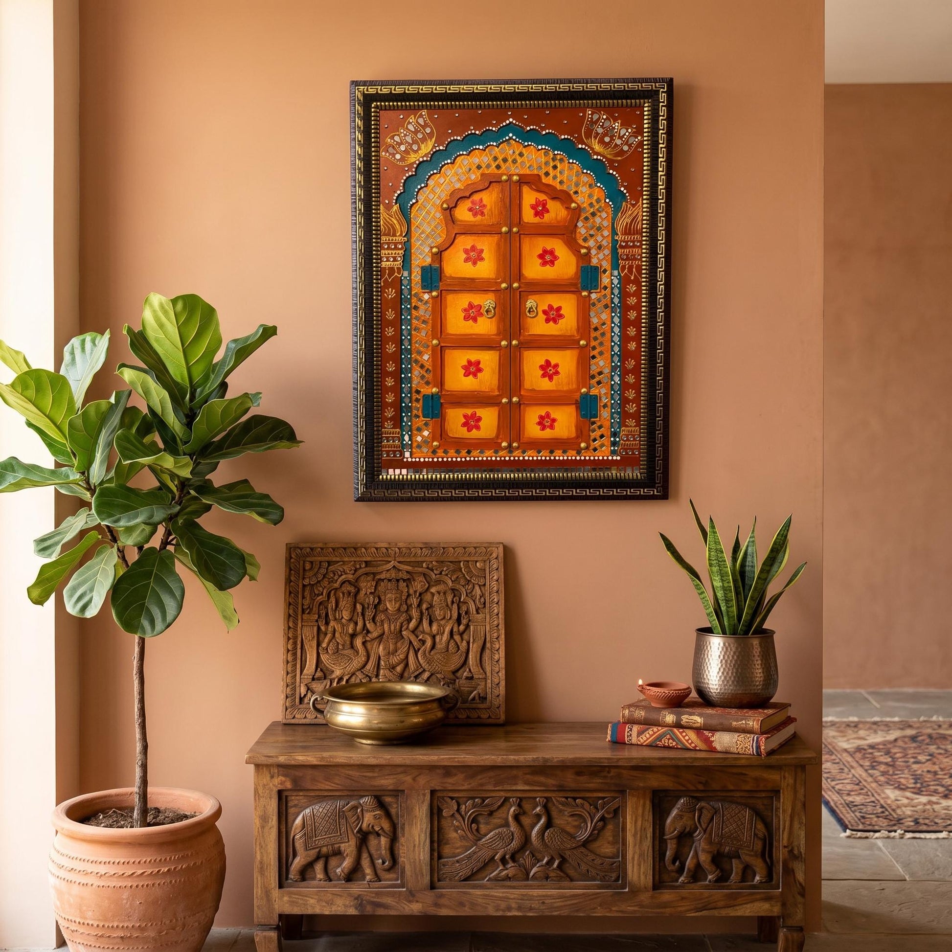 Handmade Jodhpuri Jharokha Mirror | Rajasthani Wall Hanging | Ethnic Home Accent | Housewarming Gift