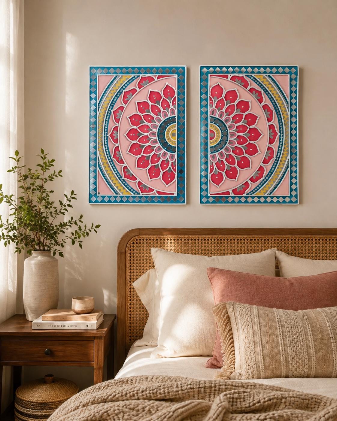 Lippan Art Wall Decor: Mud & Mirror Mandala, Bohemian Folk Art