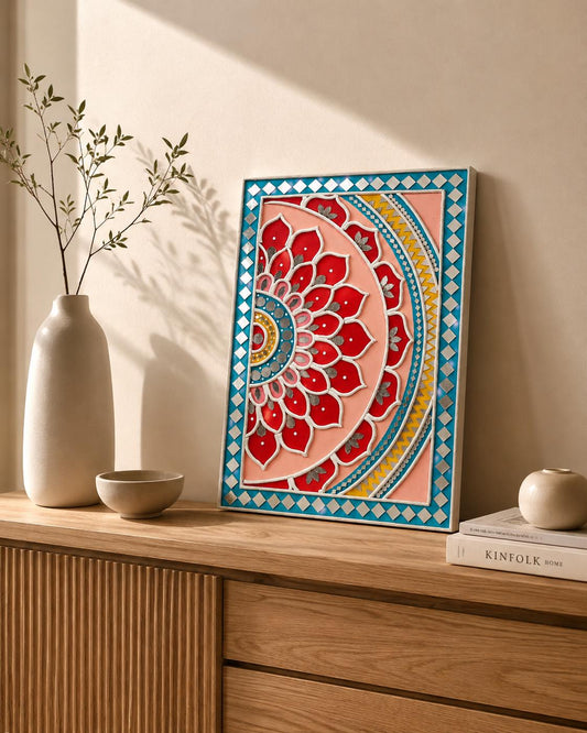 Lippan Art Wall Decor: Mud & Mirror Mandala, Bohemian Folk Art