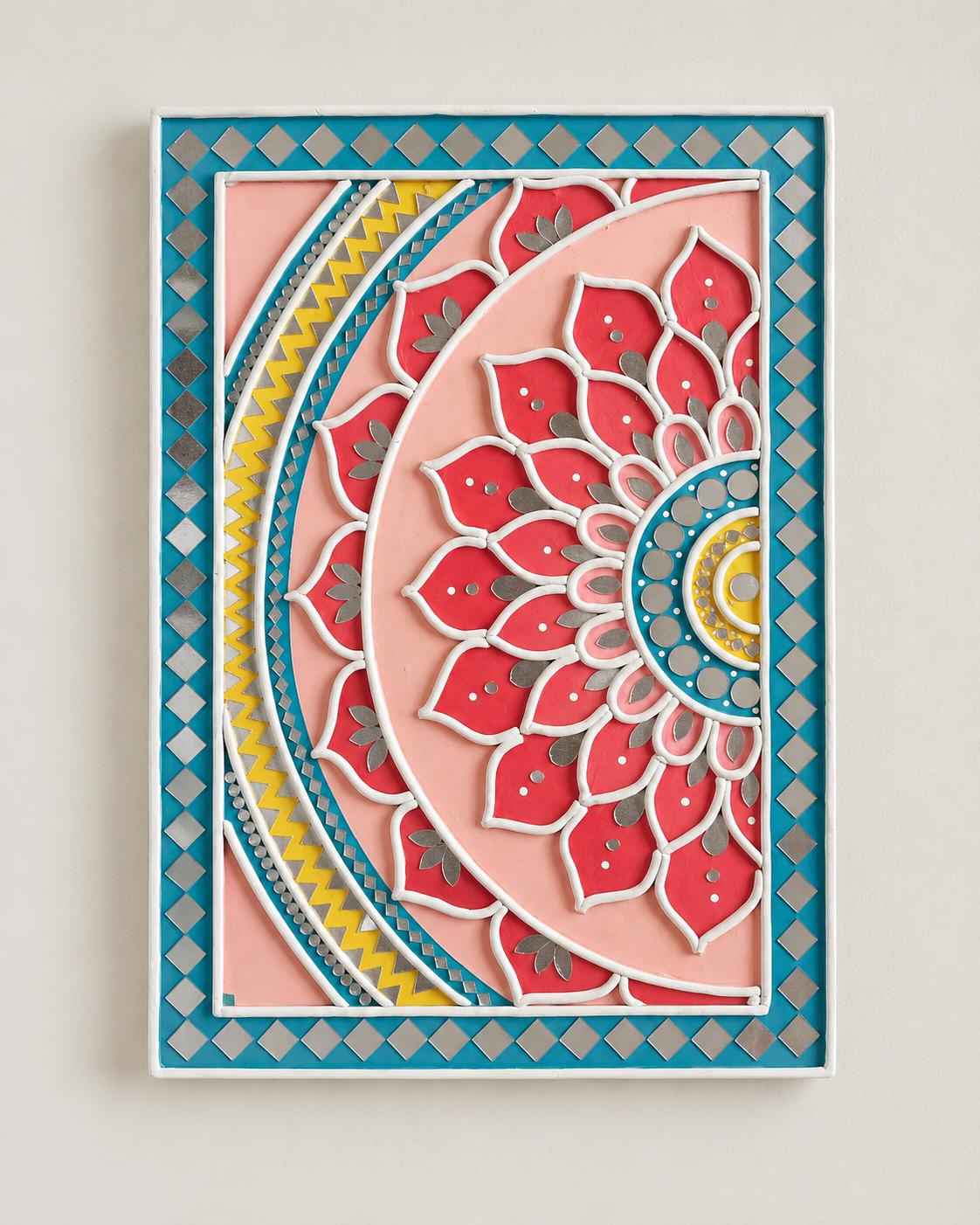 Lippan Mandala Wall Decor, Mud & Mirror Indian Folk Art