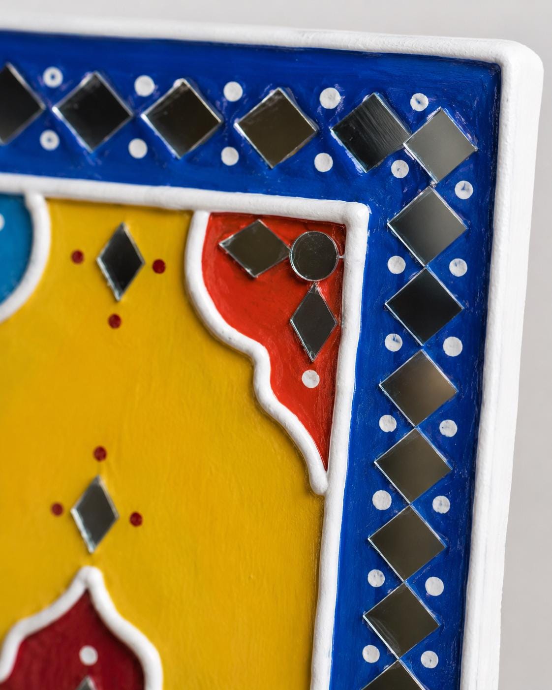 Geometric Lippan Wall Art, Mud Mirror Indian Folk Decor