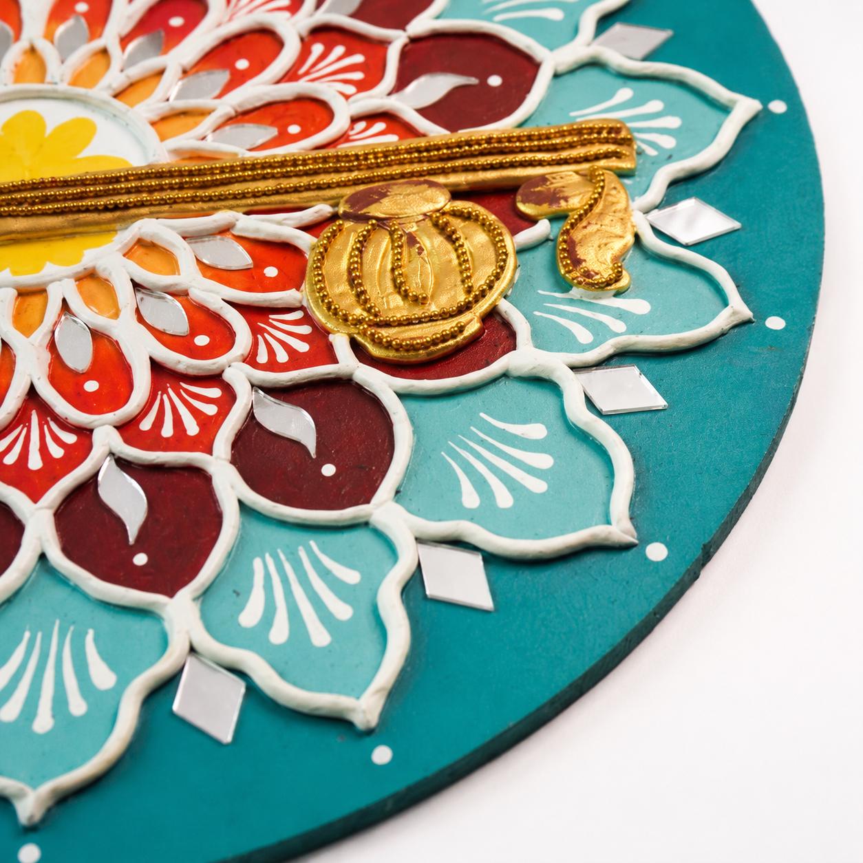 Veena Lippan Mandala Wall Art, Mud Mirror Indian Folk Decor
