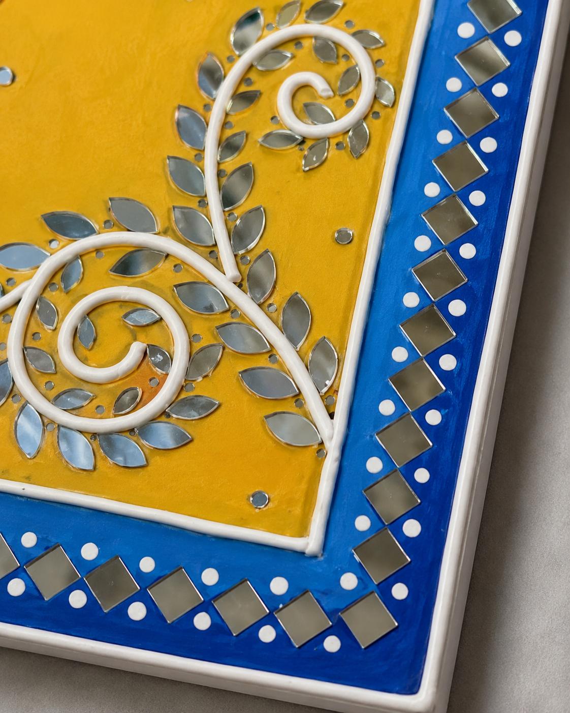 Peacock Lippan Wall Art, Mud Mirror Indian Folk Decor