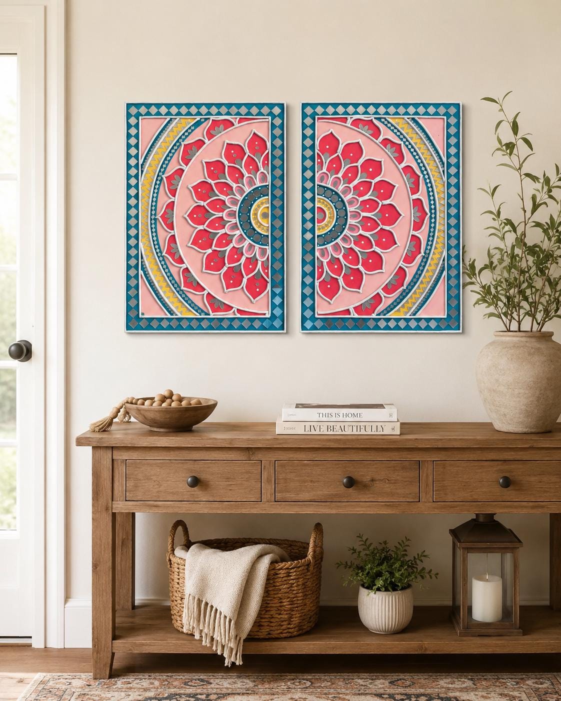 Lippan Art Wall Decor: Mud & Mirror Mandala, Bohemian Folk Art