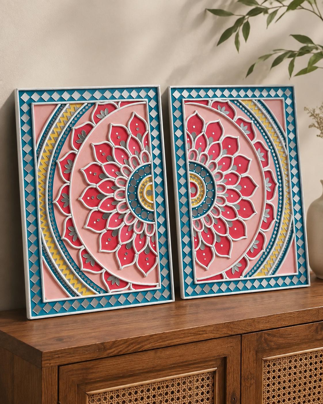 Lippan Art Wall Decor: Mud & Mirror Mandala, Bohemian Folk Art
