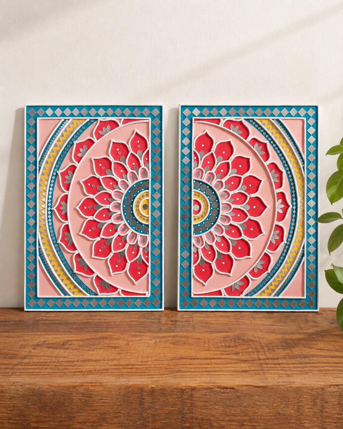 Lippan Mandala Wall Decor, Mud & Mirror Indian Folk Art