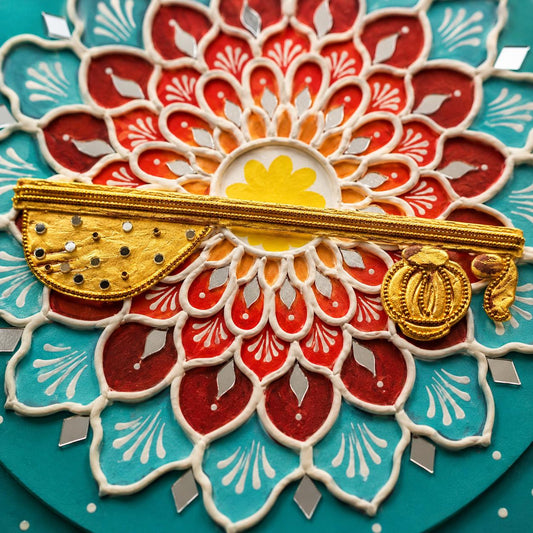 Veena Lippan Mandala Wall Art, Mud Mirror Indian Folk Decor