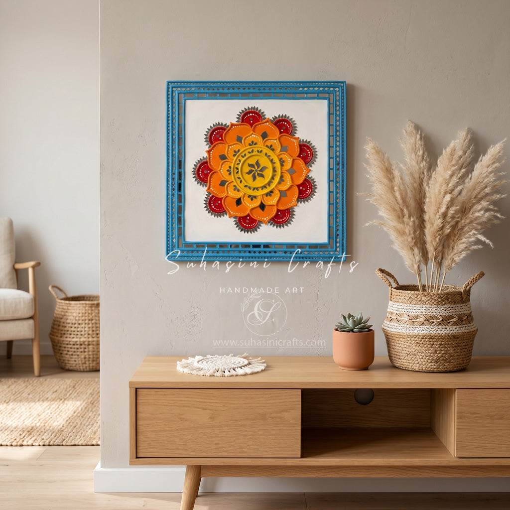 Sunflower Lippan Mandala Mud & Mirror Wall Decor