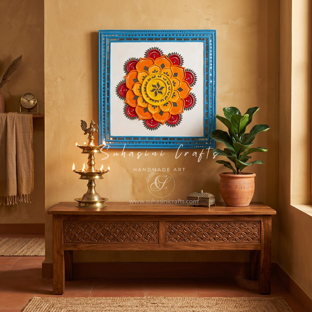 Sunflower Lippan Mandala Mud & Mirror Wall Decor