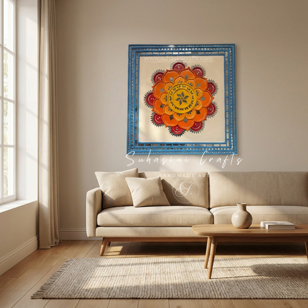 Sunflower Lippan Mandala Mud & Mirror Wall Decor