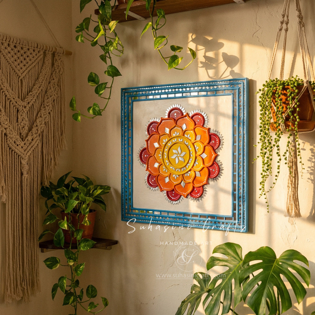 Sunflower Lippan Mandala Mud & Mirror Wall Decor